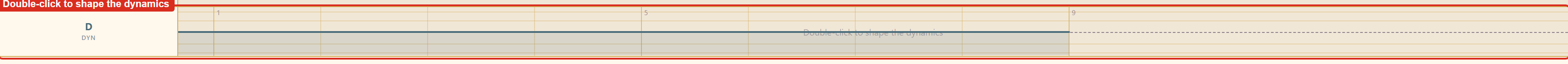 The empty dynamics lane with its prompt to double-click