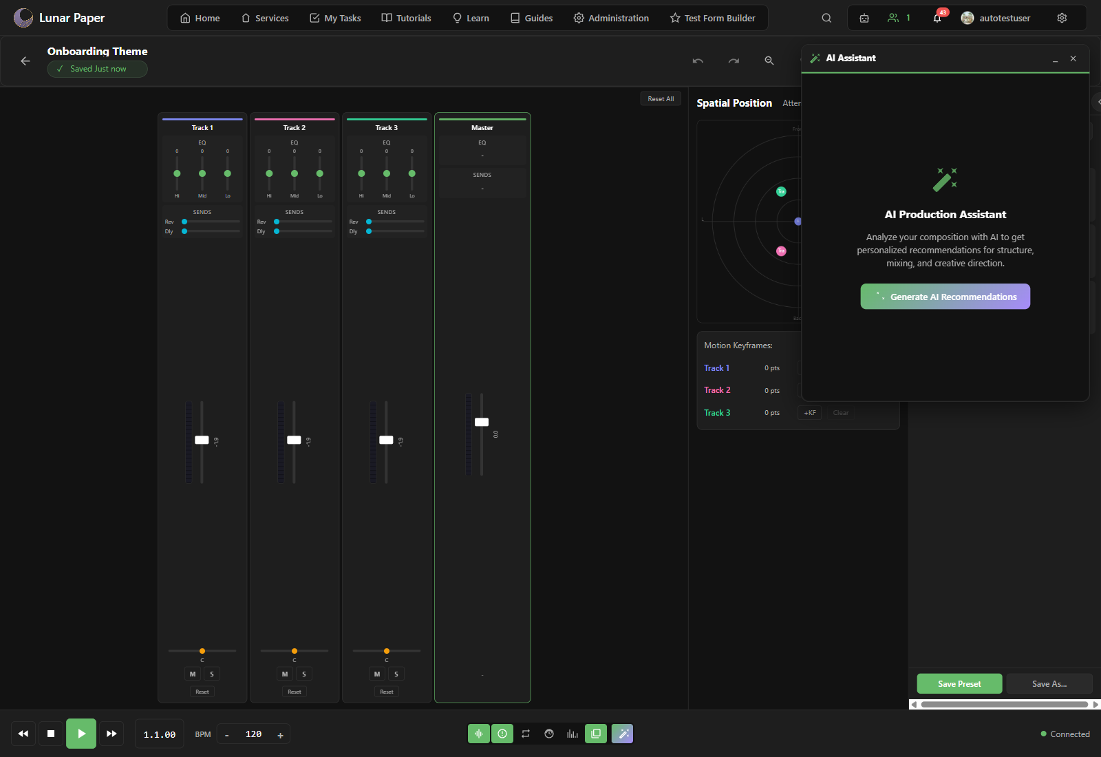 AI Assistant panel with prompt input