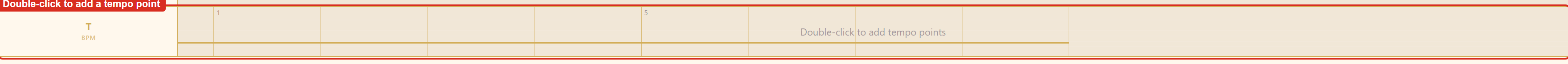 The empty tempo lane with its prompt to double-click