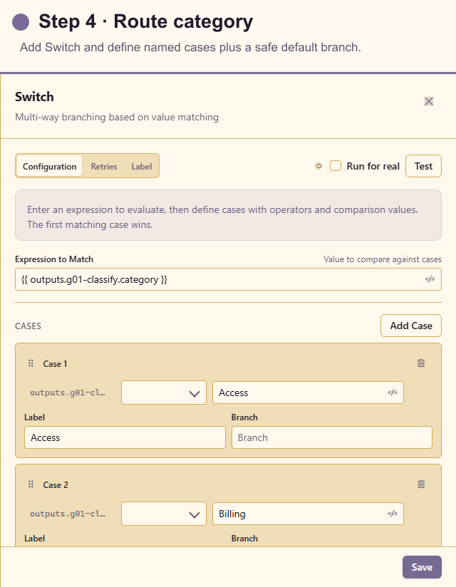 Switch configuration for request routing