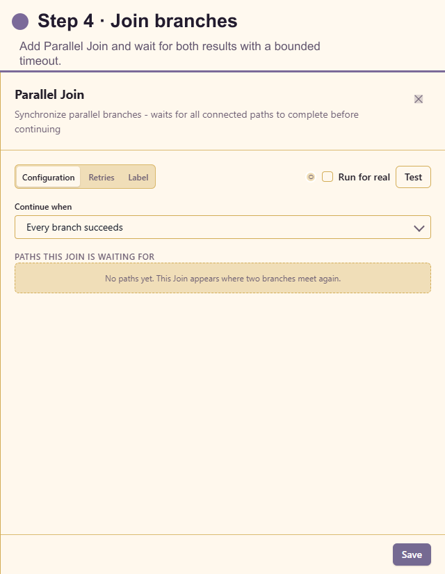 Parallel Join configuration for the feedback branches