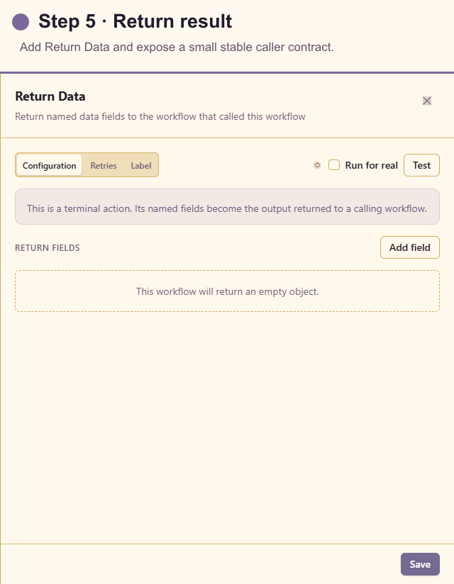 Return Data configuration for the feedback result