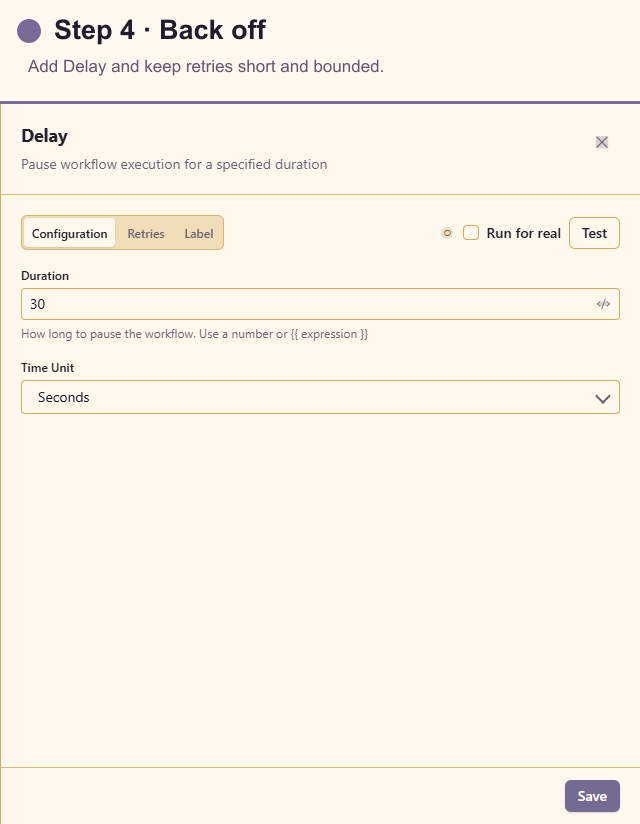 Delay configuration for bounded API backoff
