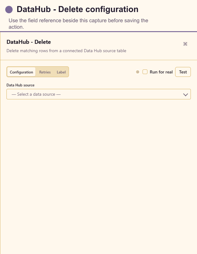DataHub - Delete configuration drawer