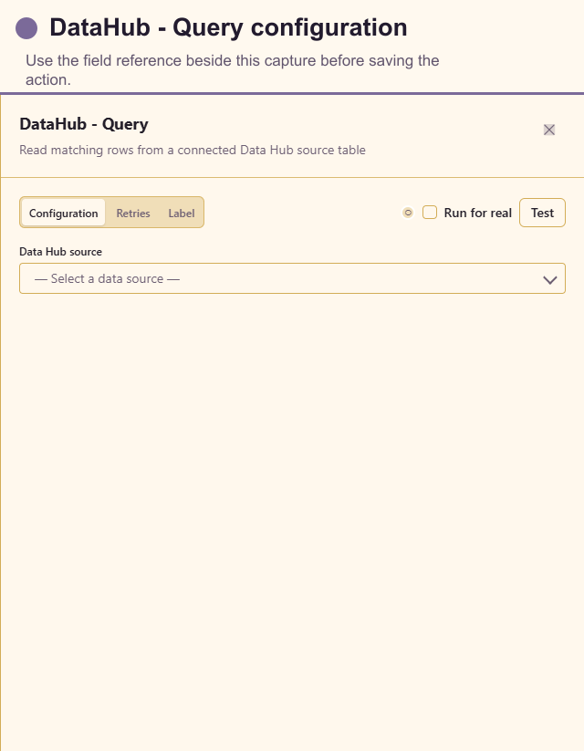 DataHub - Query configuration drawer
