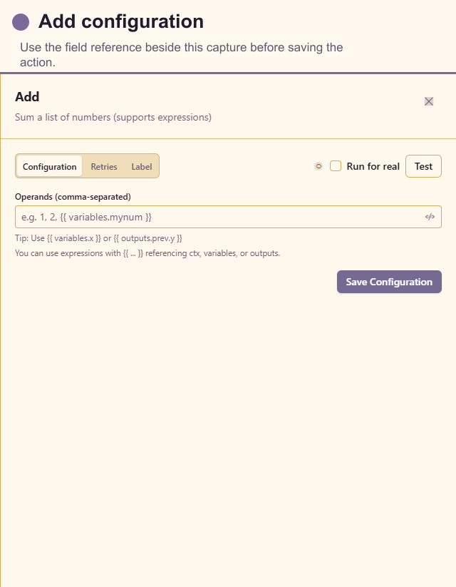 Add configuration drawer