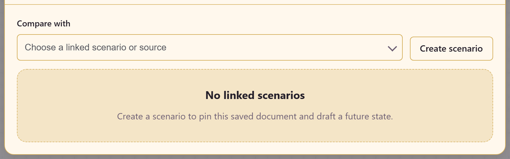 The scenario compare panel with the Compare with selector