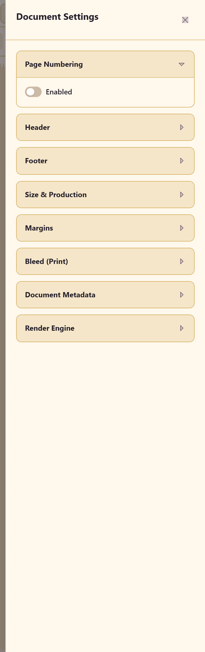 Document settings