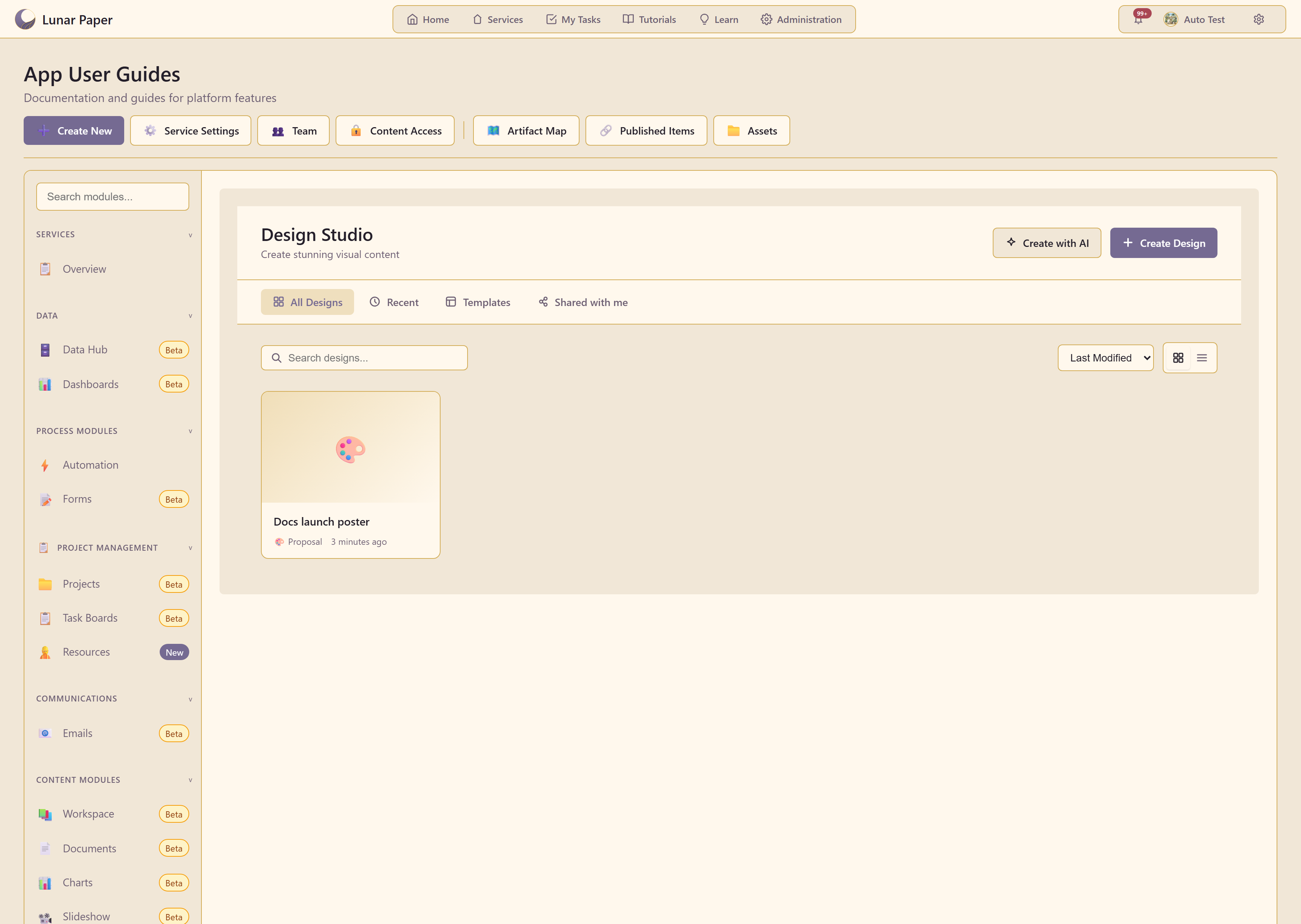 The module page with its tabs and views