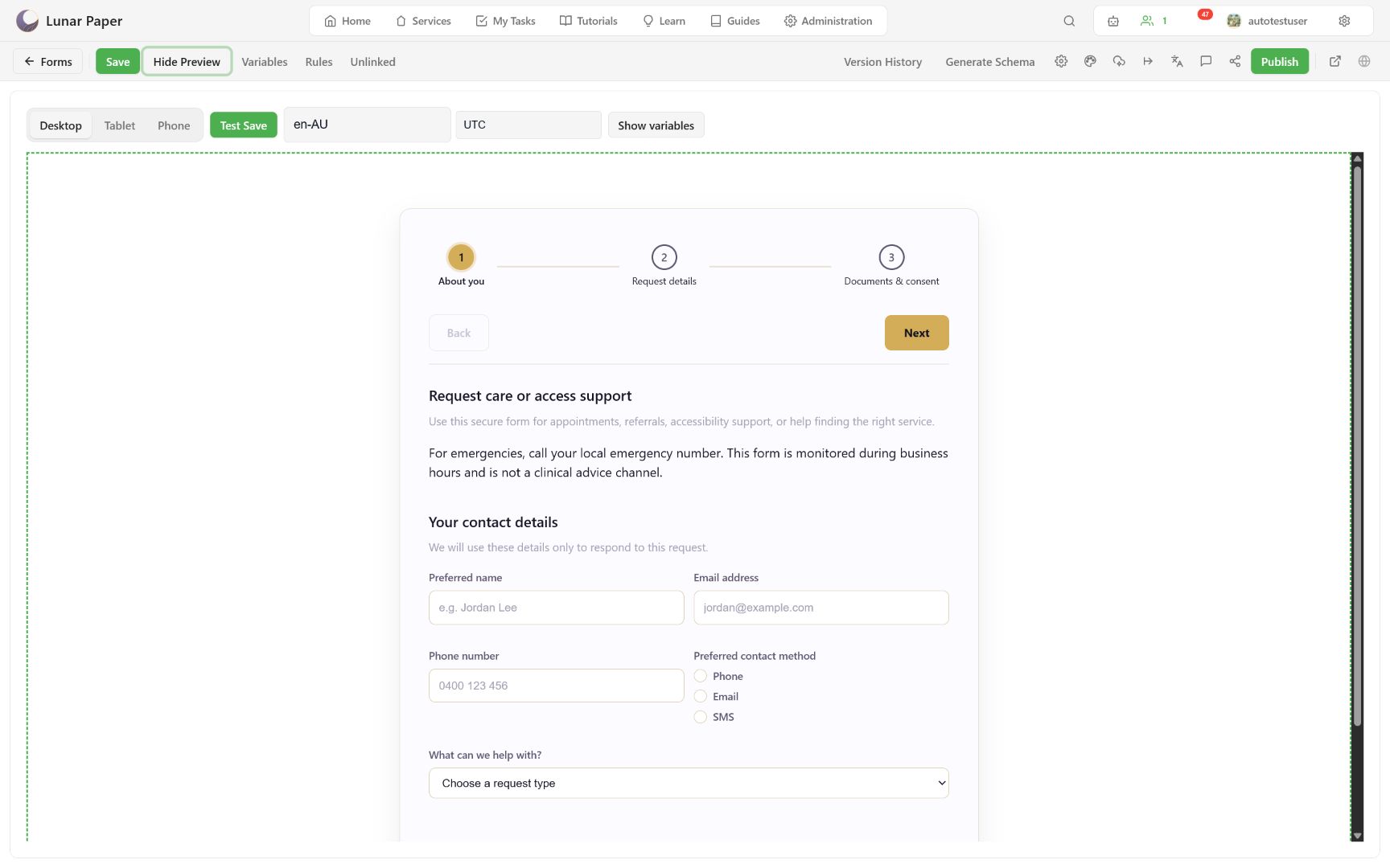 Draft preview using the shared renderer