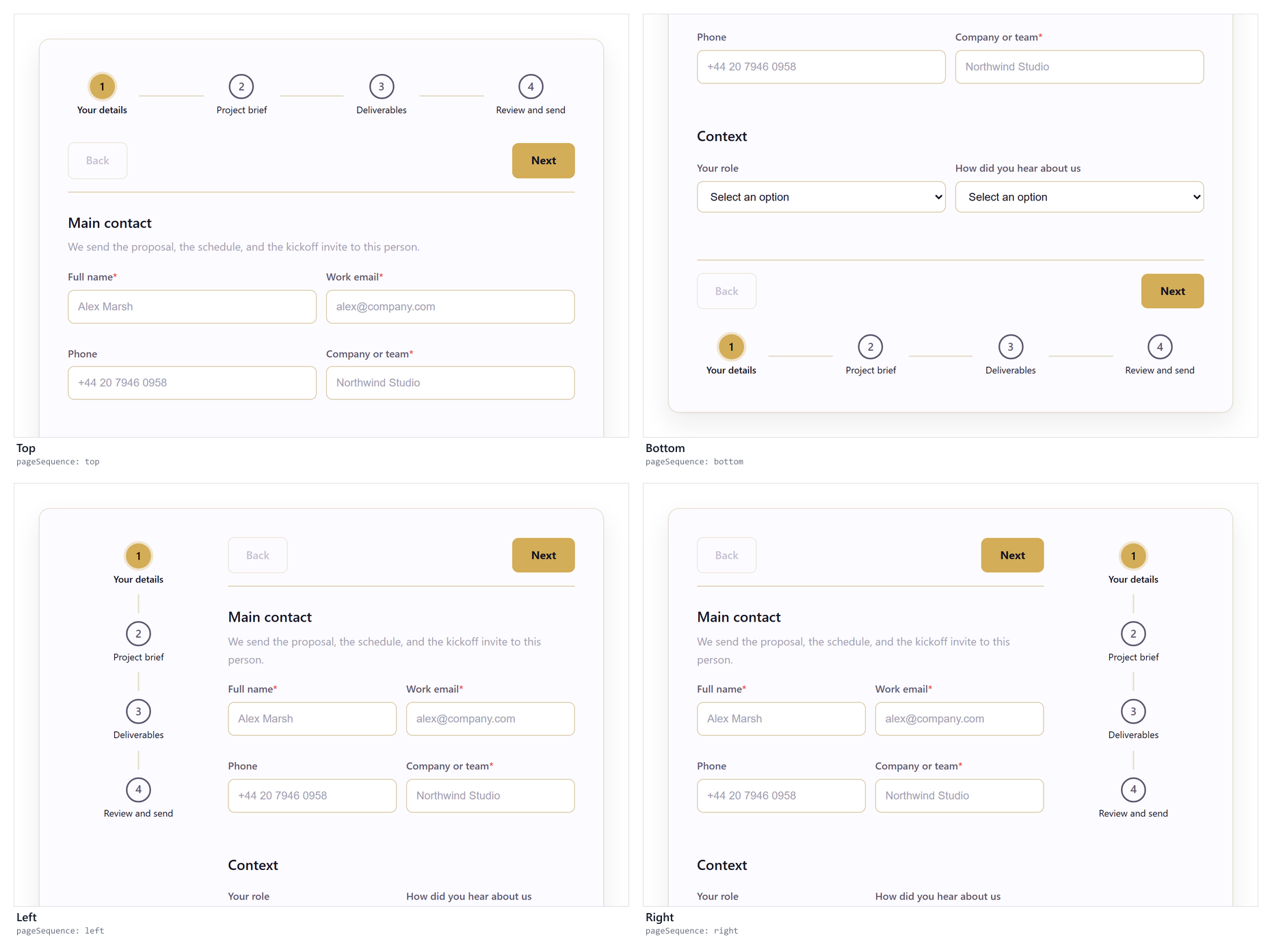 The same form with the page bar at the top, bottom, left, and right