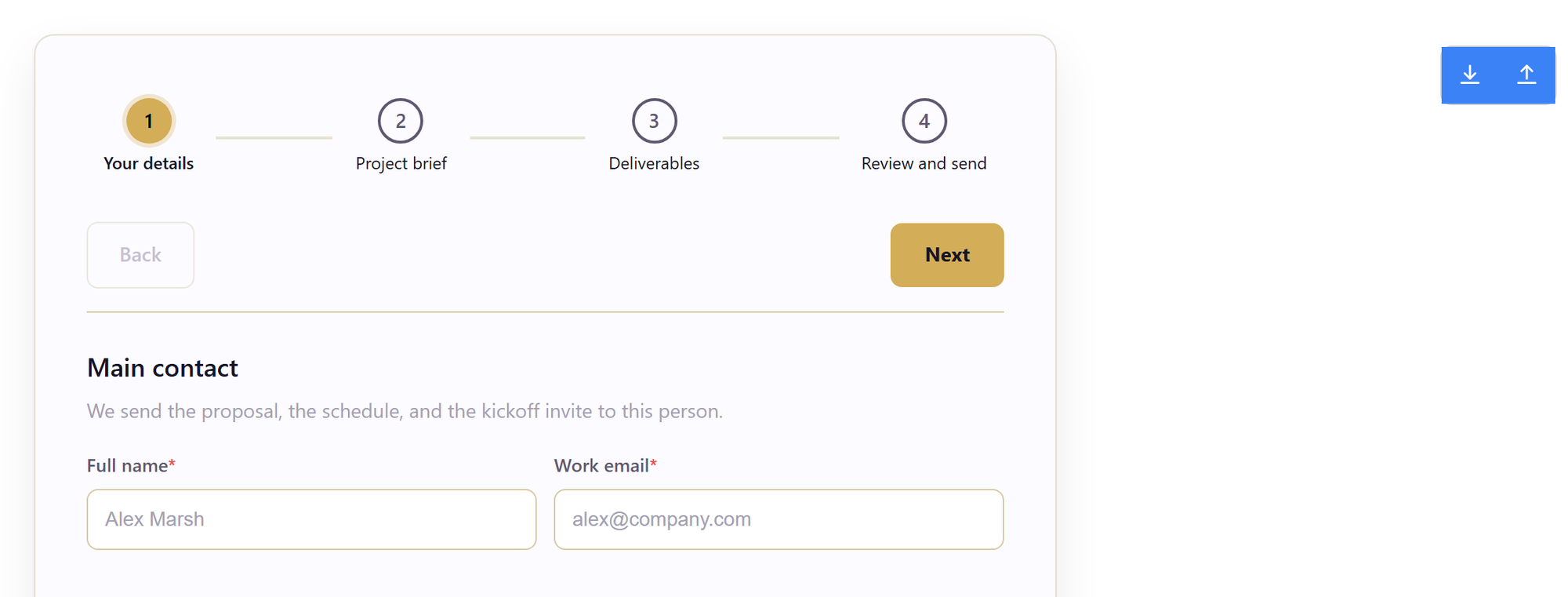 The respondent form with the draft save and load controls beside it