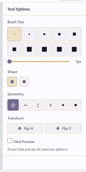 Tool rail with the shape and selection dropdowns