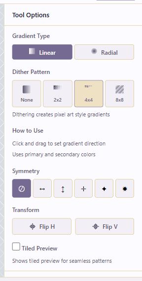 Gradient and dither options