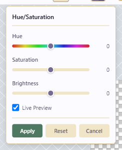 Hue/Saturation dialog