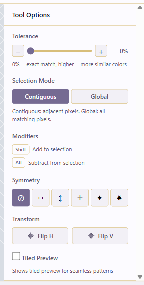 Magic Wand tolerance and selection mode