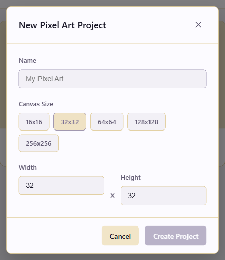 New Project dialog
