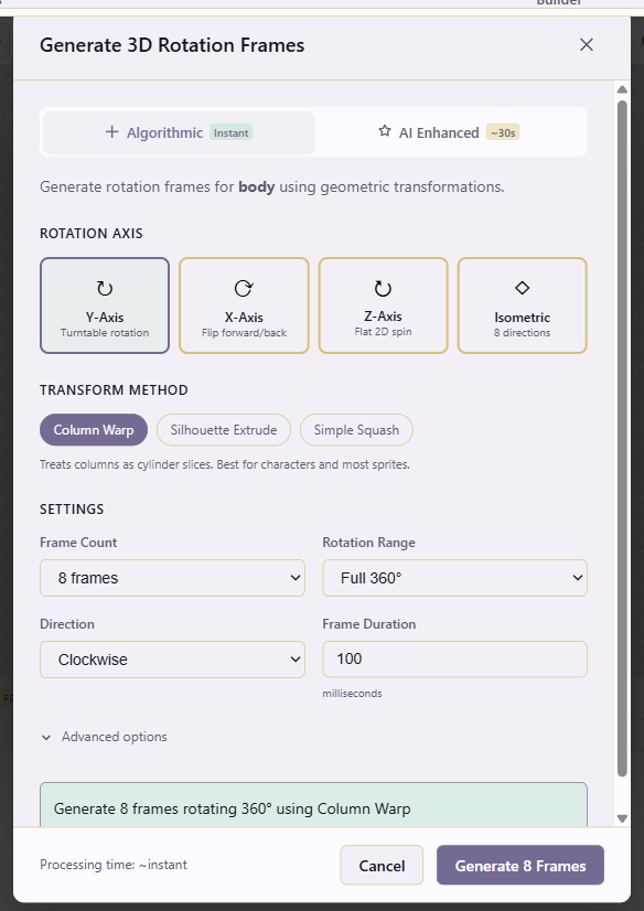 Pseudo-3D rotation dialog