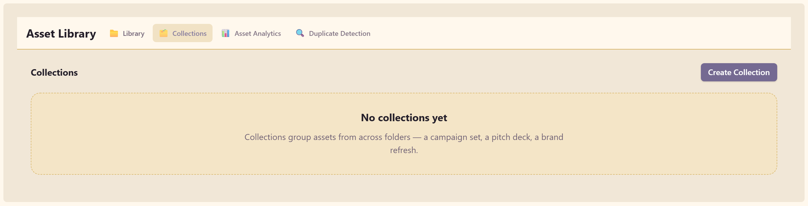 The Collections tab with its empty state