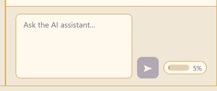 The composer with its send button and context meter