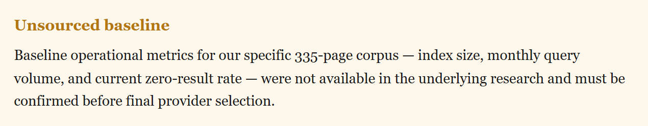 A callout in the finished document flagging a claim the AI could not source